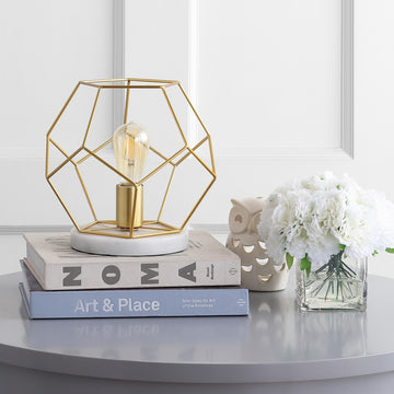 James 10" Metal/Marble LED Table Lamp - JONATHAN Y